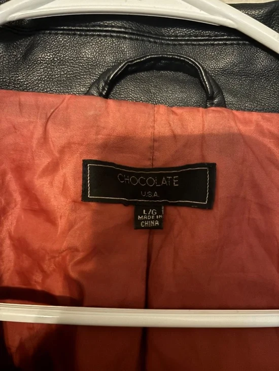 Chocolate U.S.A Faux Leather Moto Jacket – Edgy Classic - Picture 3 of 3